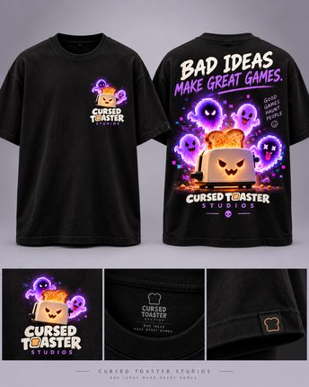 Bad Ideas Make Great Games: t-shirt · black design mockup