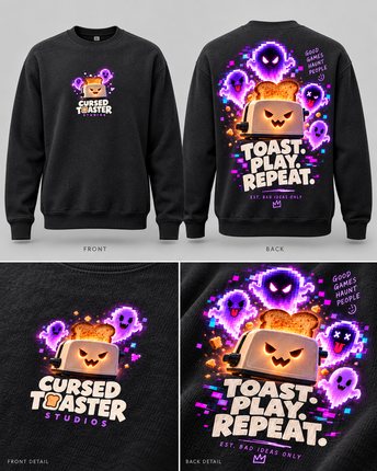 Toast. Play. Repeat.: crewneck · charcoal design mockup